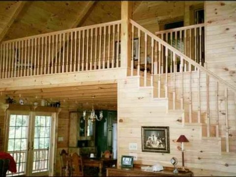 Loft railing overlooking the living room